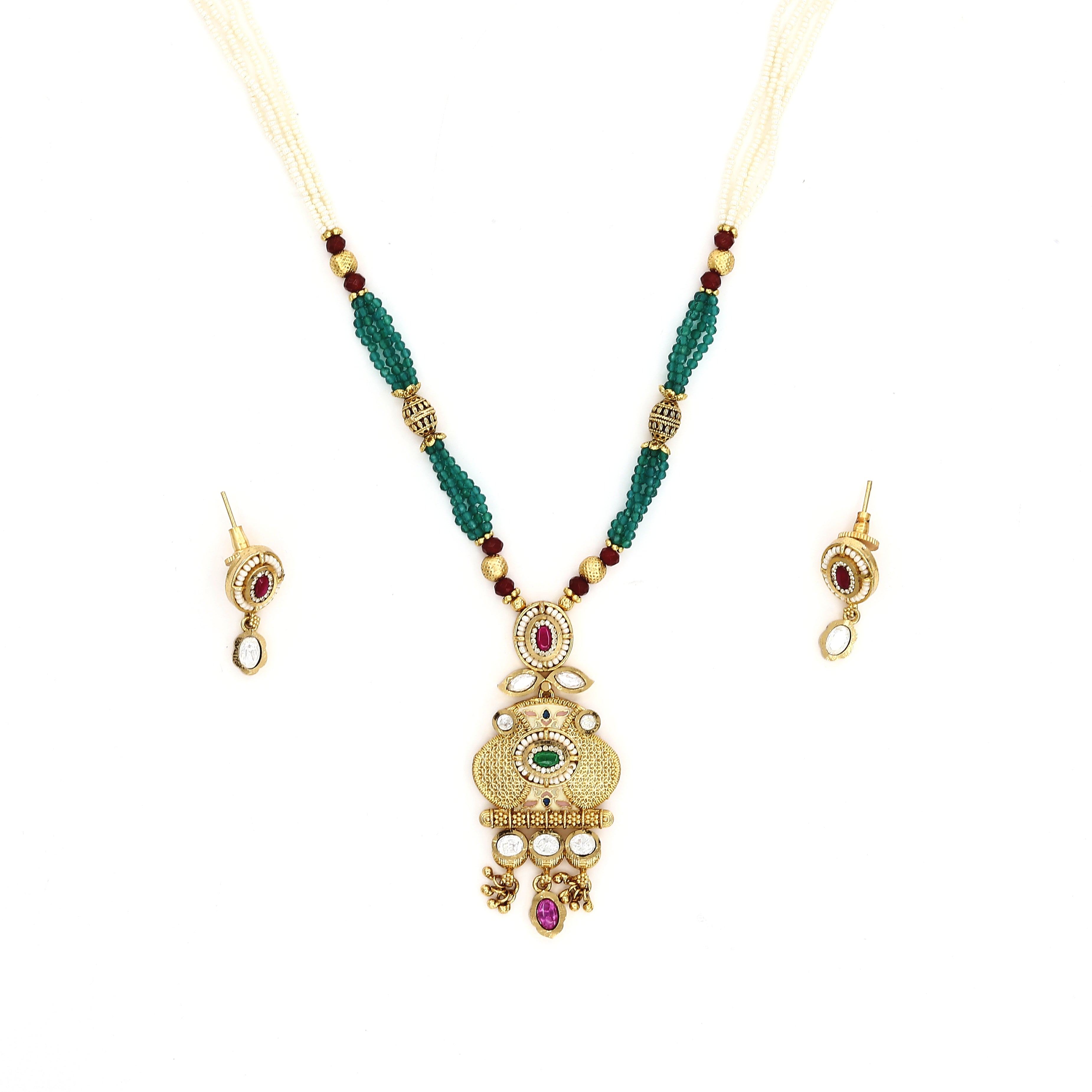 Kundan Meenakari Mini Necklace Set