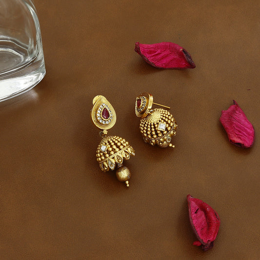 Exquisite Rajwadi Mina Gold Mangalsutra Set with Black Beads