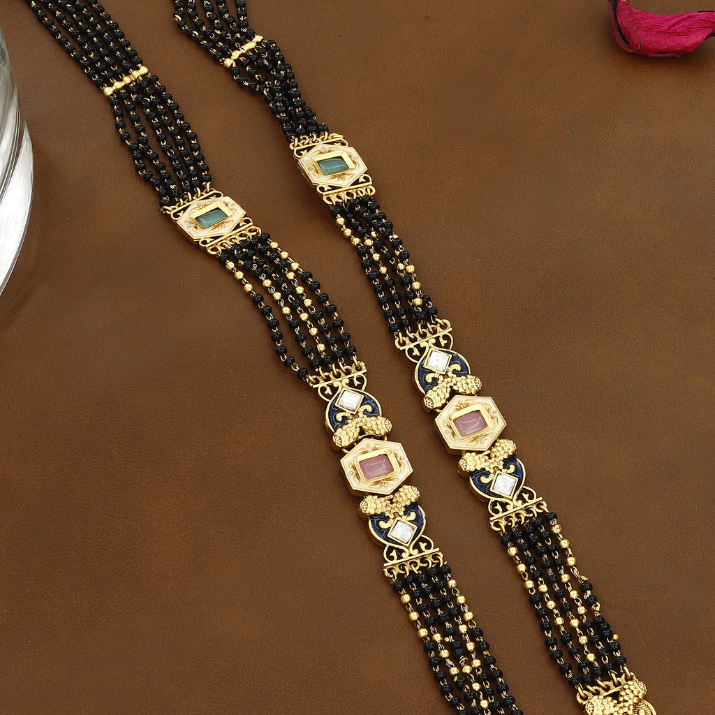 Gold-Plated Mangalsutra Set with Geometric Accents