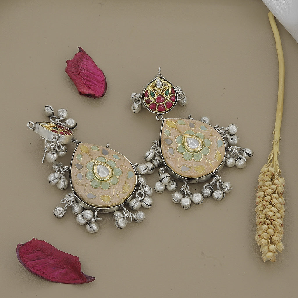 German Silver Temple Pendant Inspired Necklace Set