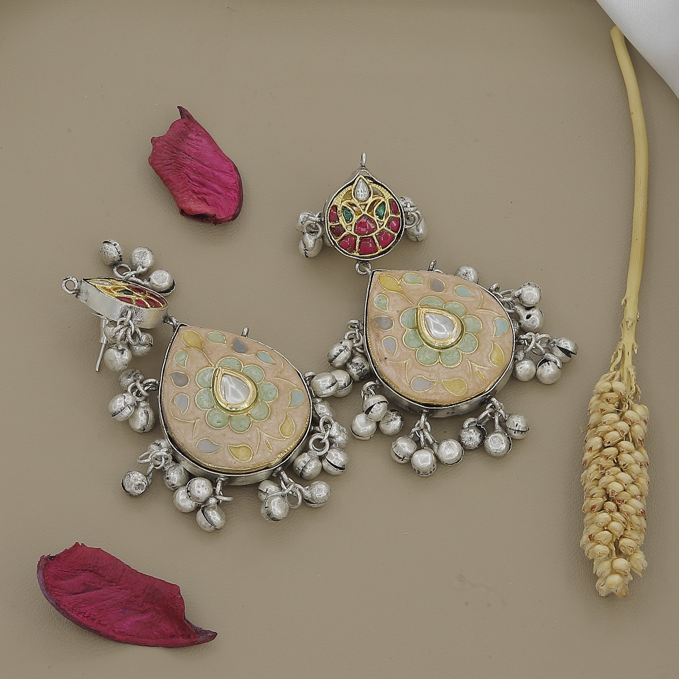 German Silver Temple Pendant Inspired Necklace Set