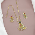 Gold Plated Pearl & Stone Studded Jewellery Set