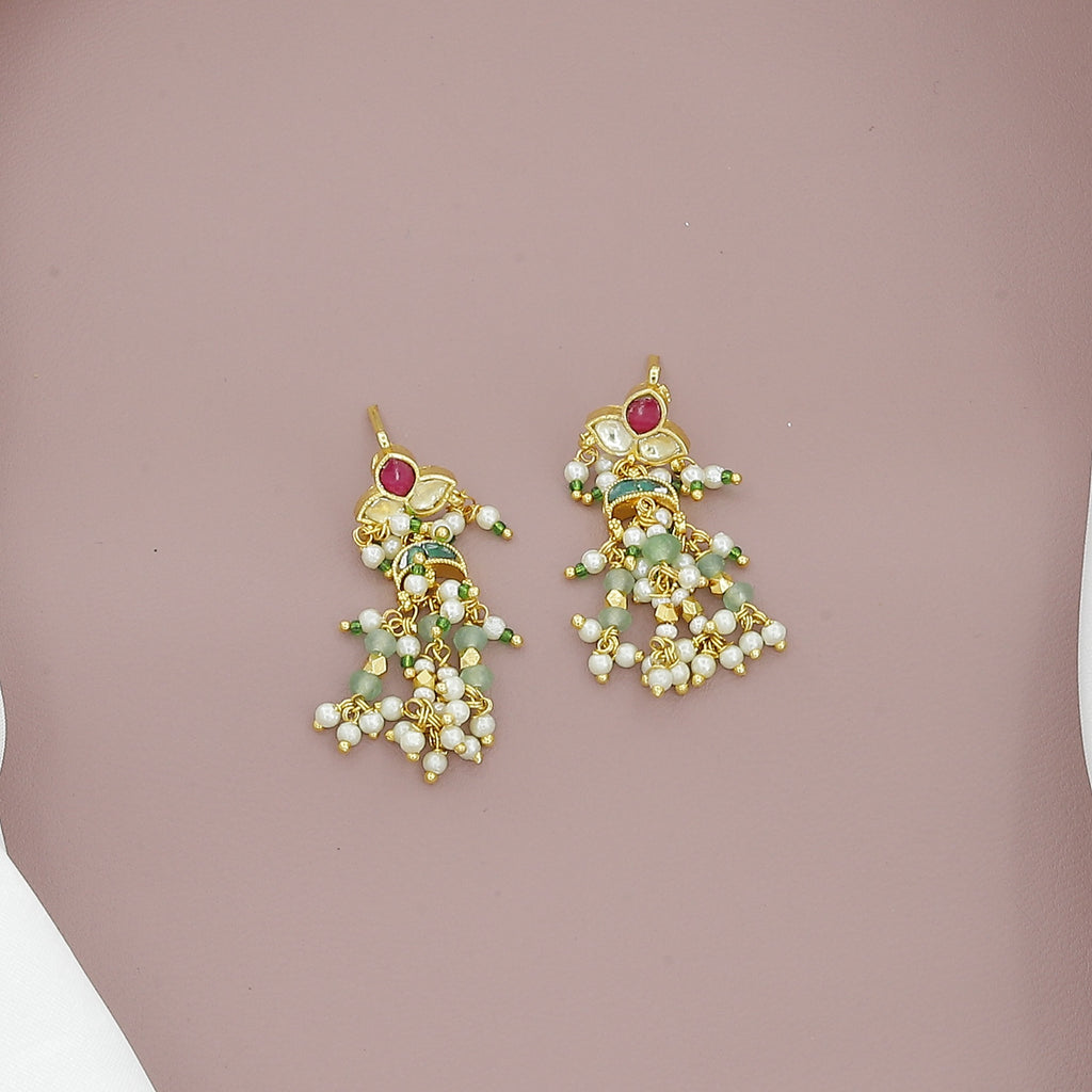 Gold Plated Pearl & Stone Studded Jewellery Set