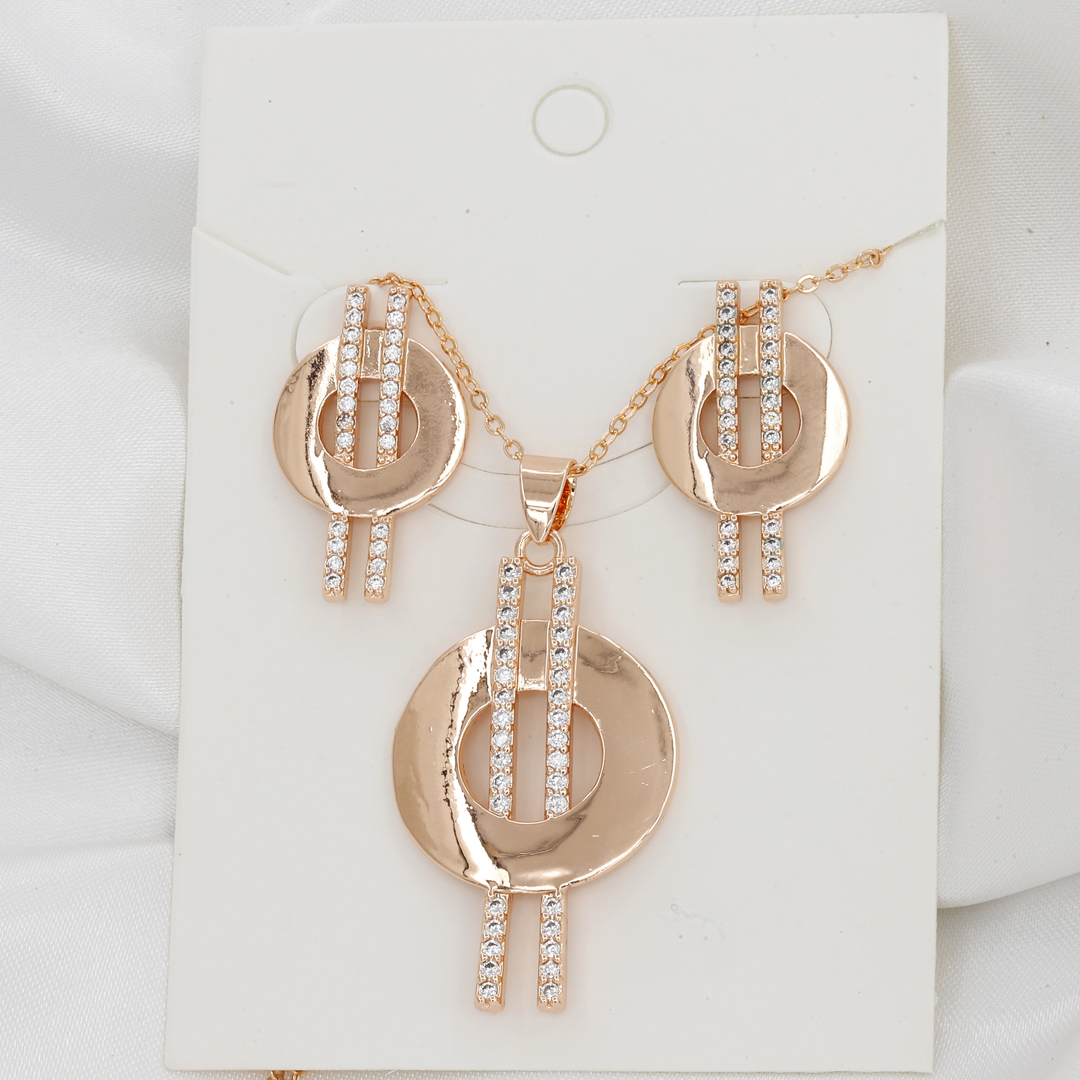 Modern Rose Gold Geometric Pendent Set
