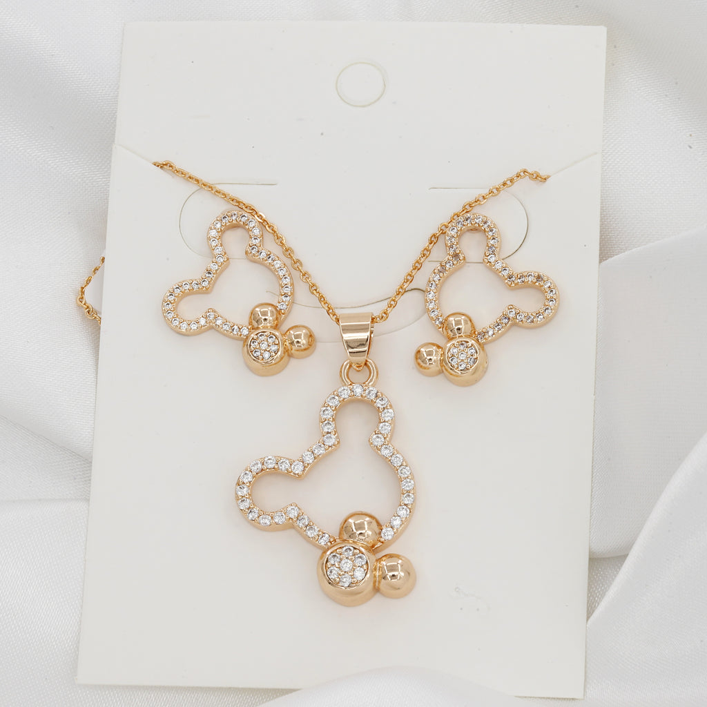 Gold Plated Cute Mickey Mouse Design Pendent Set