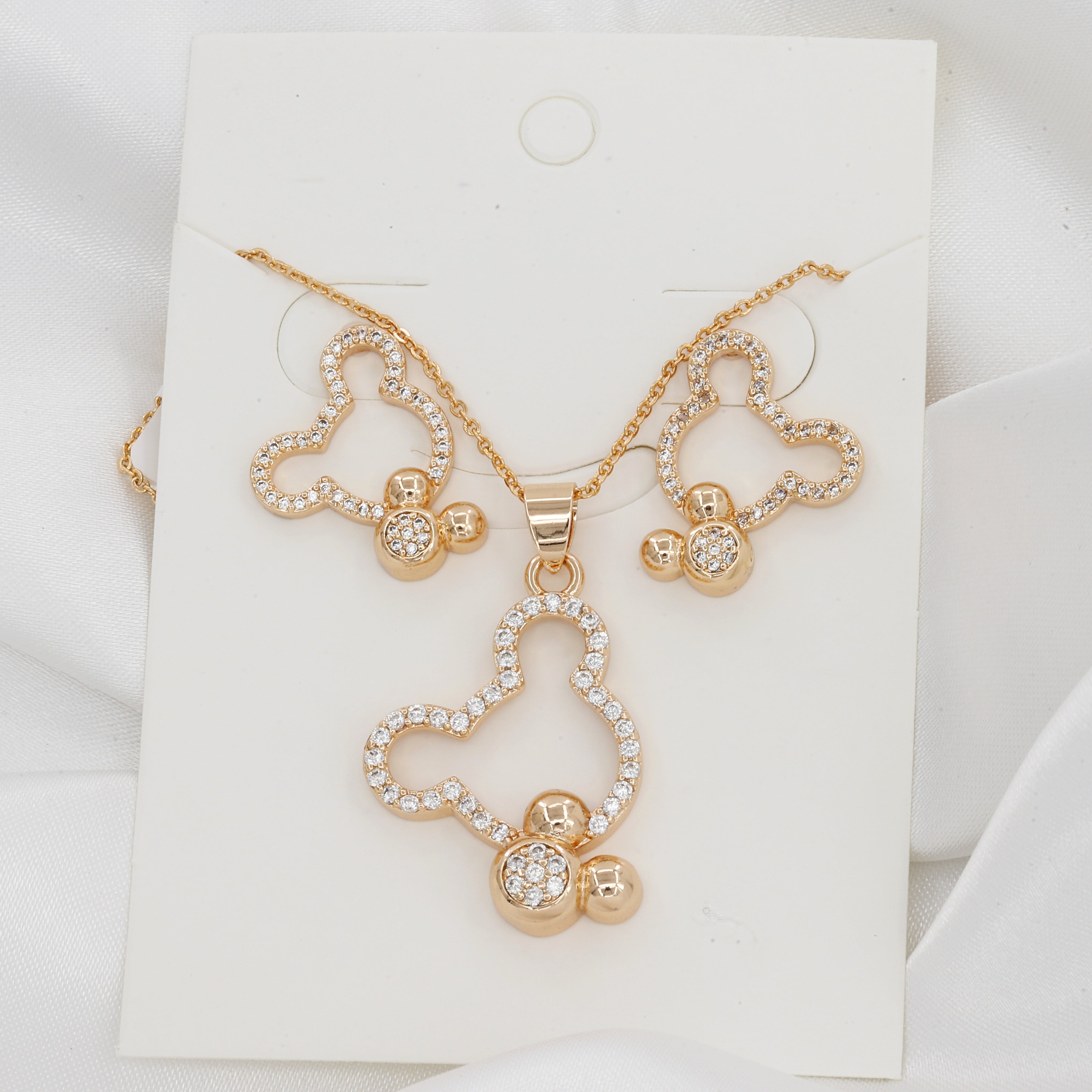 Gold Plated Cute Mickey Mouse Design Pendent Set