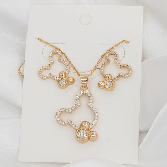 Gold Plated Cute Mickey Mouse Design Pendent Set