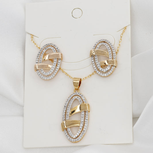 Elegant Dual Tone Pendent Earring Set