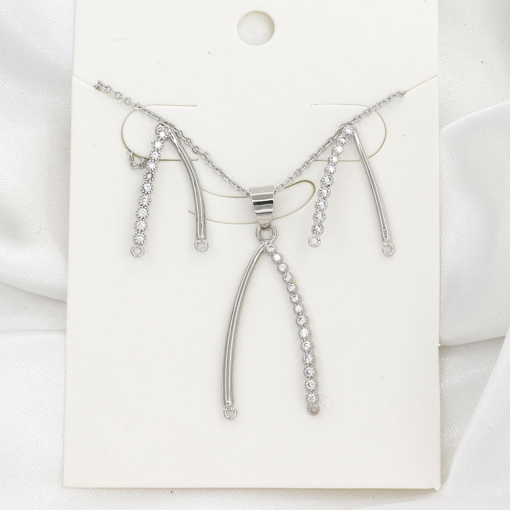 Modern Silver Plated Wishbone Pendent & Earring Set