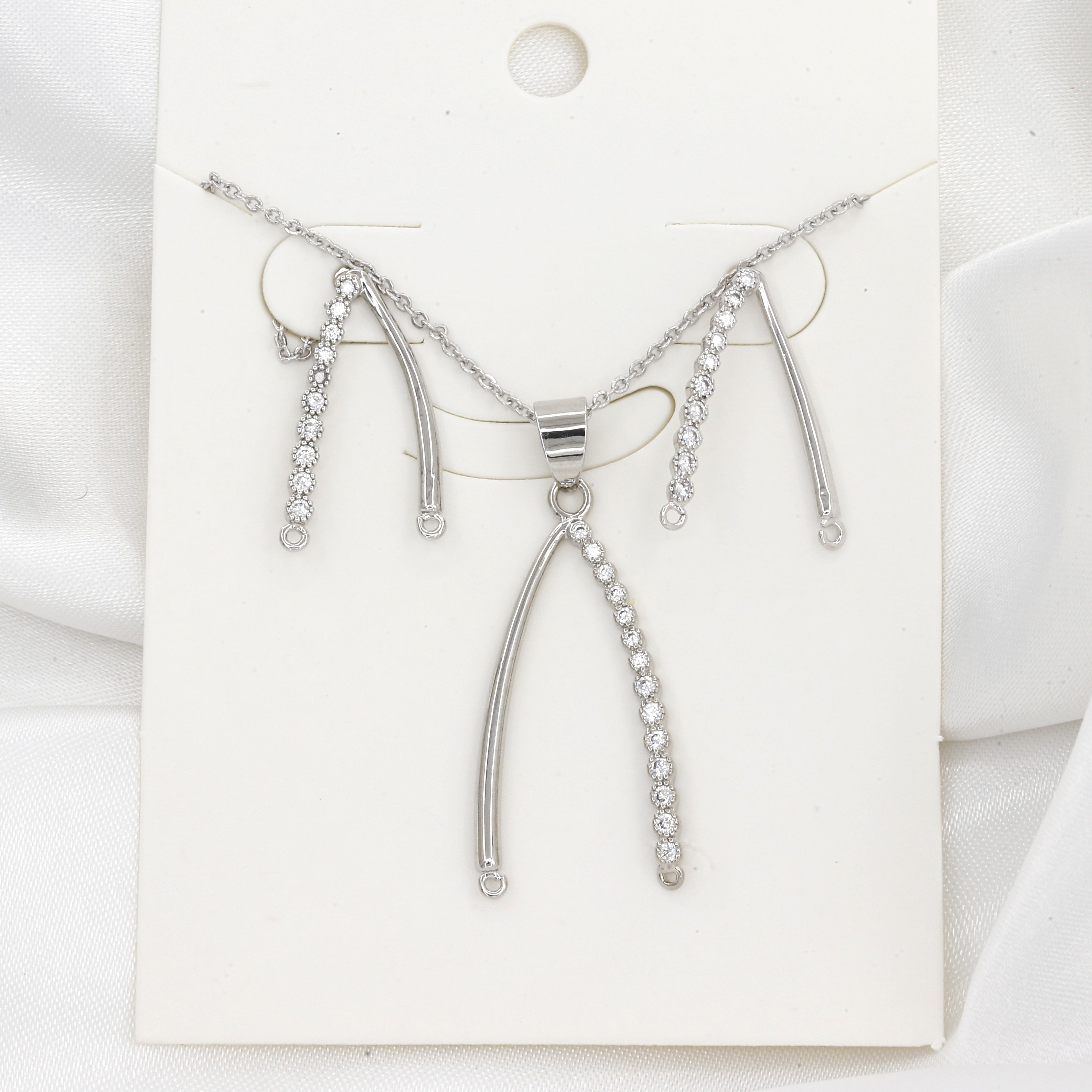 Modern Silver Plated Wishbone Pendent & Earring Set