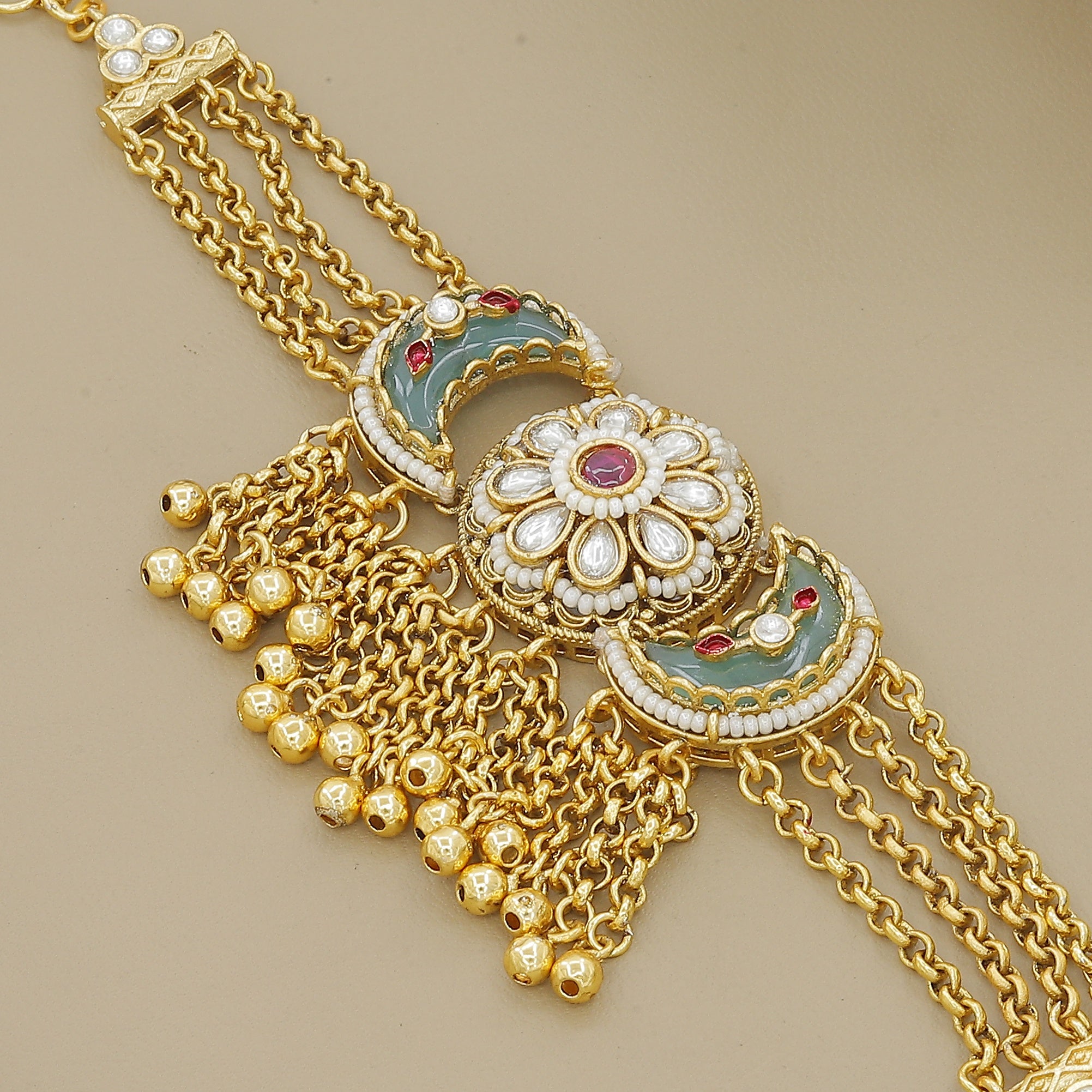 Traditional Chandbali & Floral Bracelet