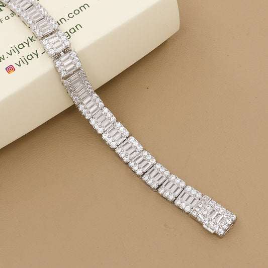 The Classic Silver Emerald Cut Diamond Tennis Bracelet