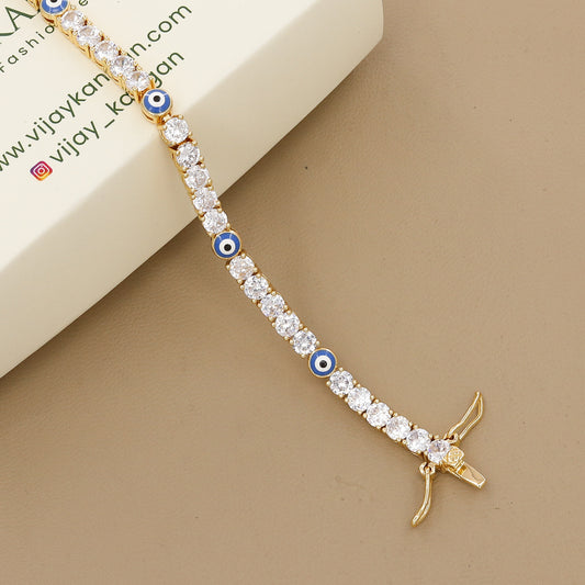 Gold Evil Eye Tennis Bracelet with CZ Stones