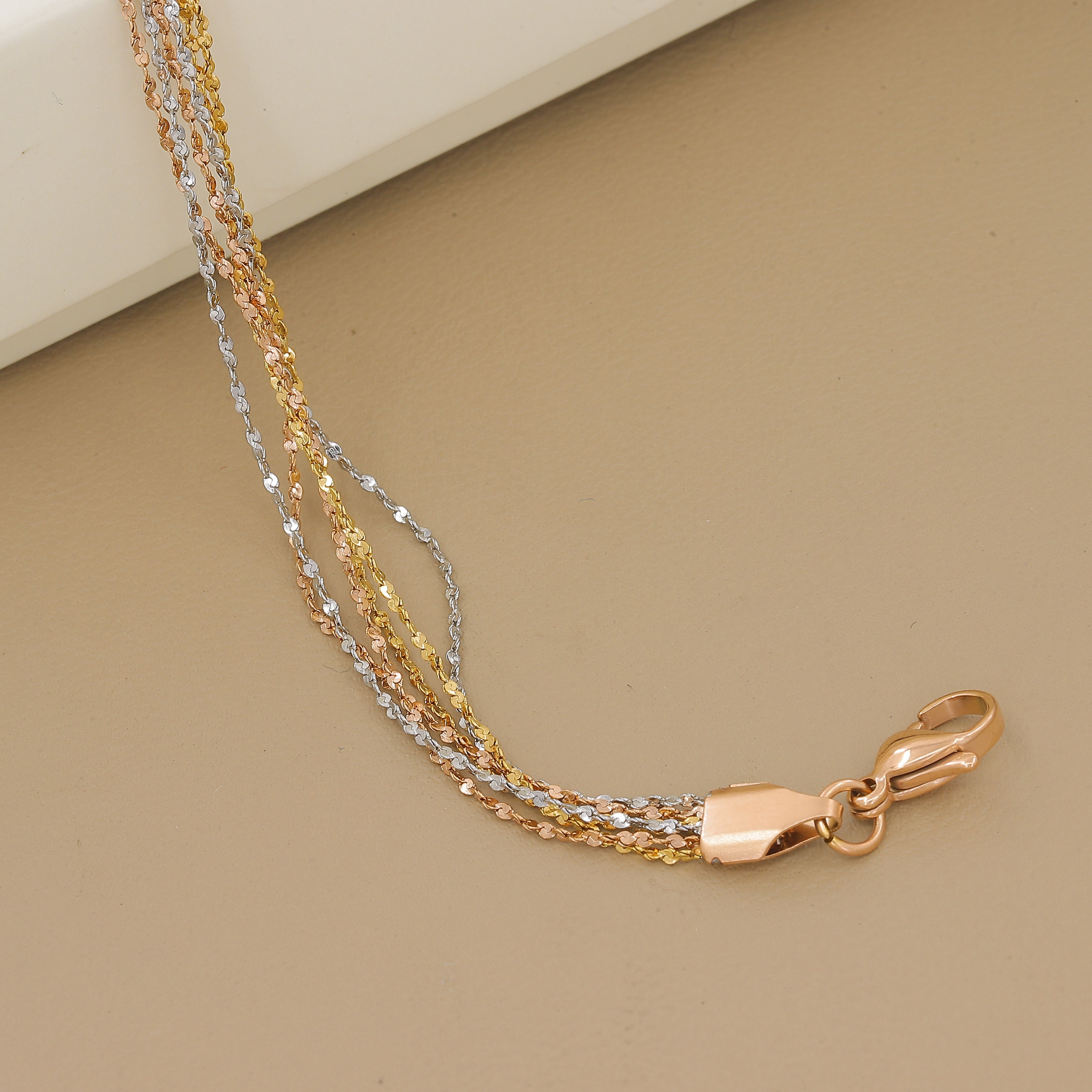 Delicate Layered Tri-Color Multi-Strand Bracelet