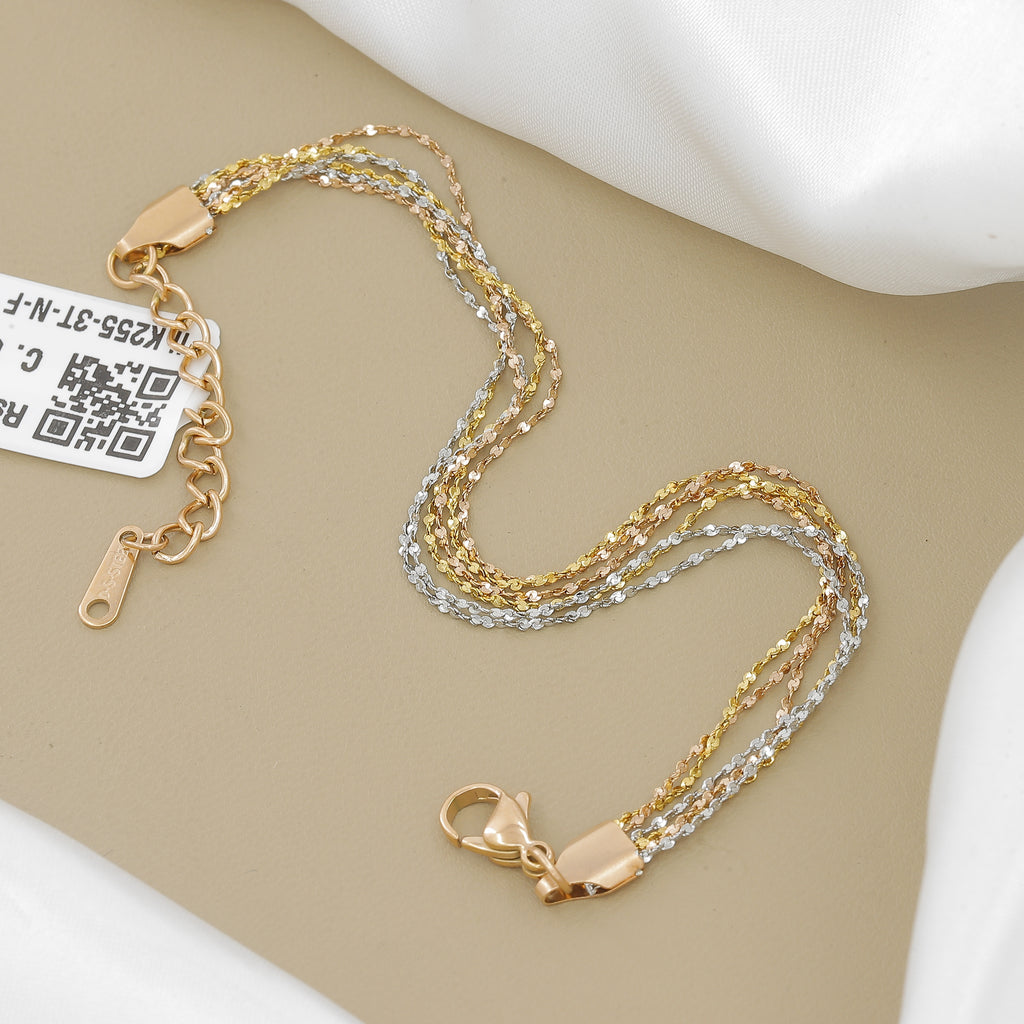 Delicate Layered Tri-Color Multi-Strand Bracelet