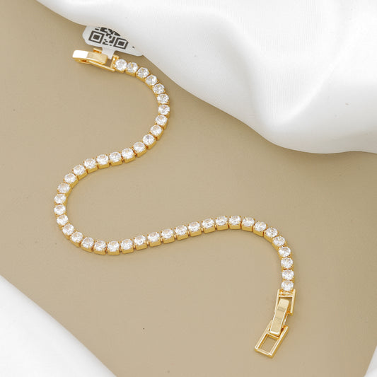 18k Plated CZ Classic Round Cut Tennis Bracelet