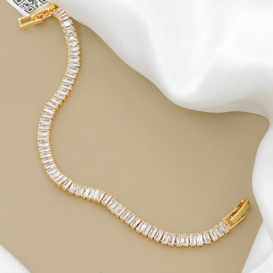 18k Plated Baguette CZ Tennis Bracelet