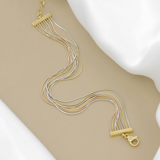 Layered Snake  Tri-Color Multi-Strand Bracelet