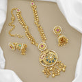 Grand Gold-Plated Jhumki Necklace Set with Elephant & Floral Motifs