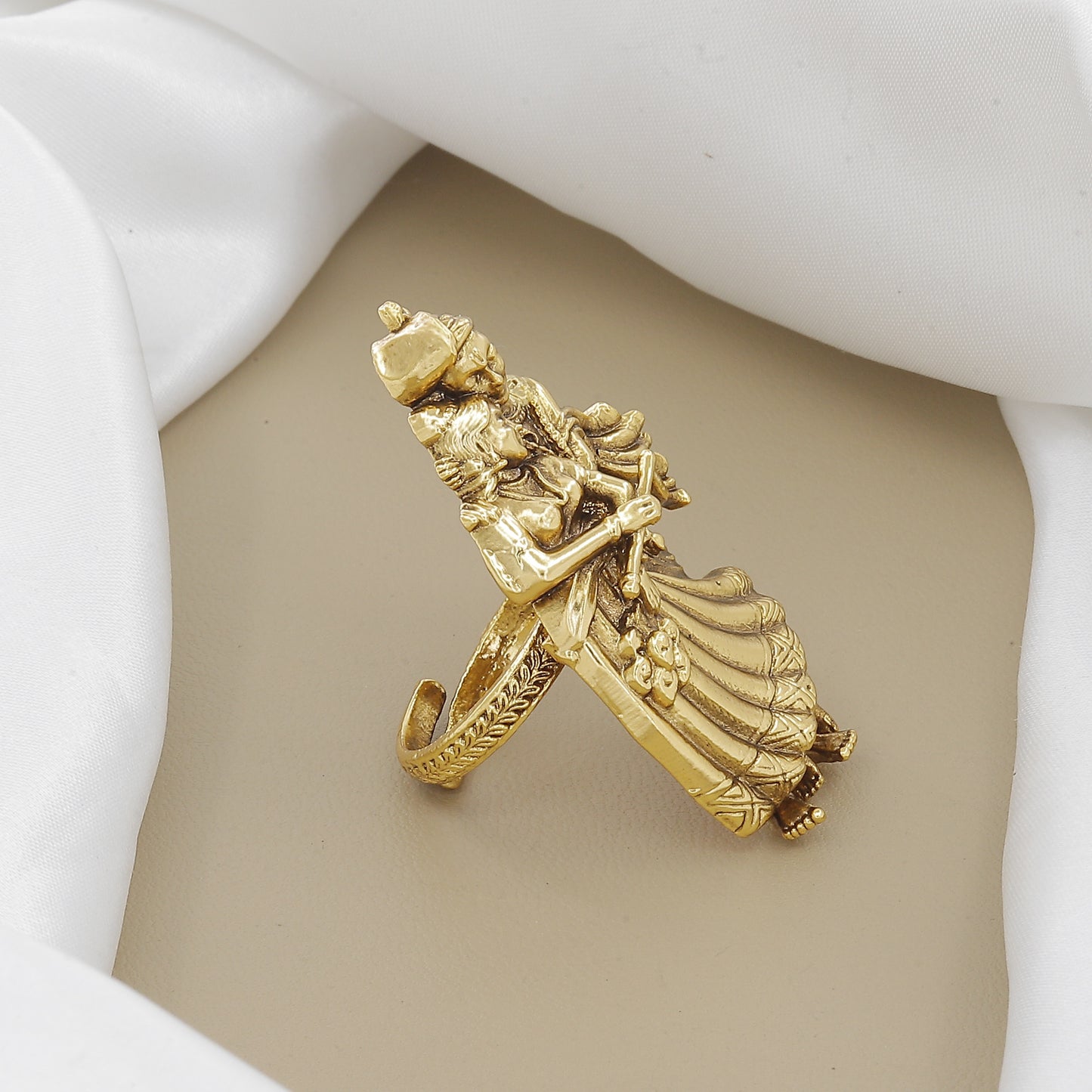 Exquisite Indian Temple Antique Radha Krishna Ring