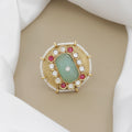Traditional Antique Kundan Ring with Carved Gemstone