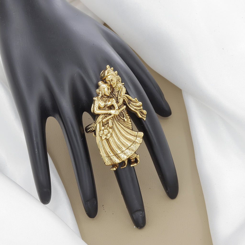 Exquisite Indian Temple Antique Radha Krishna Ring