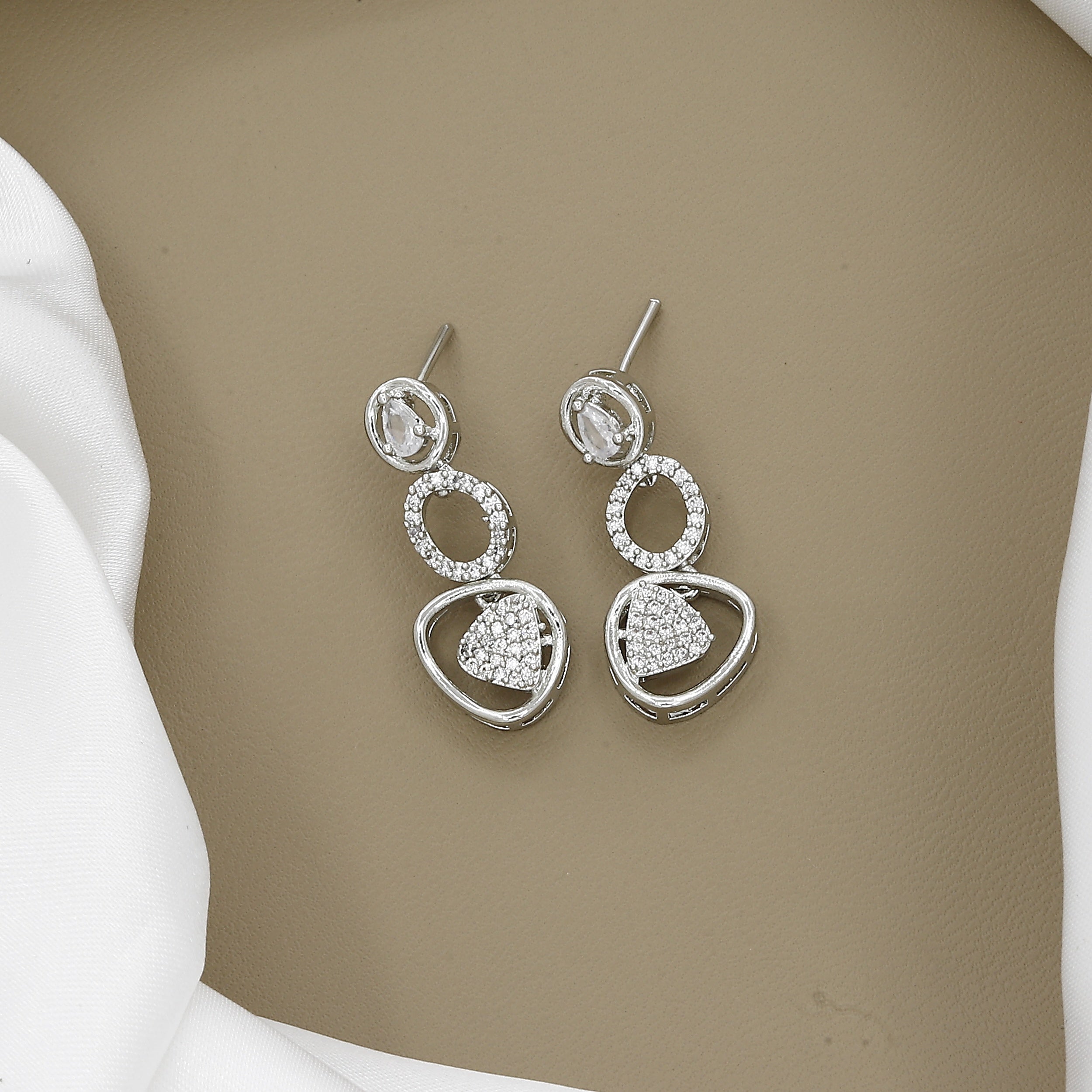 Sparkling Scrollwork Zirconia Necklace and Earring Set