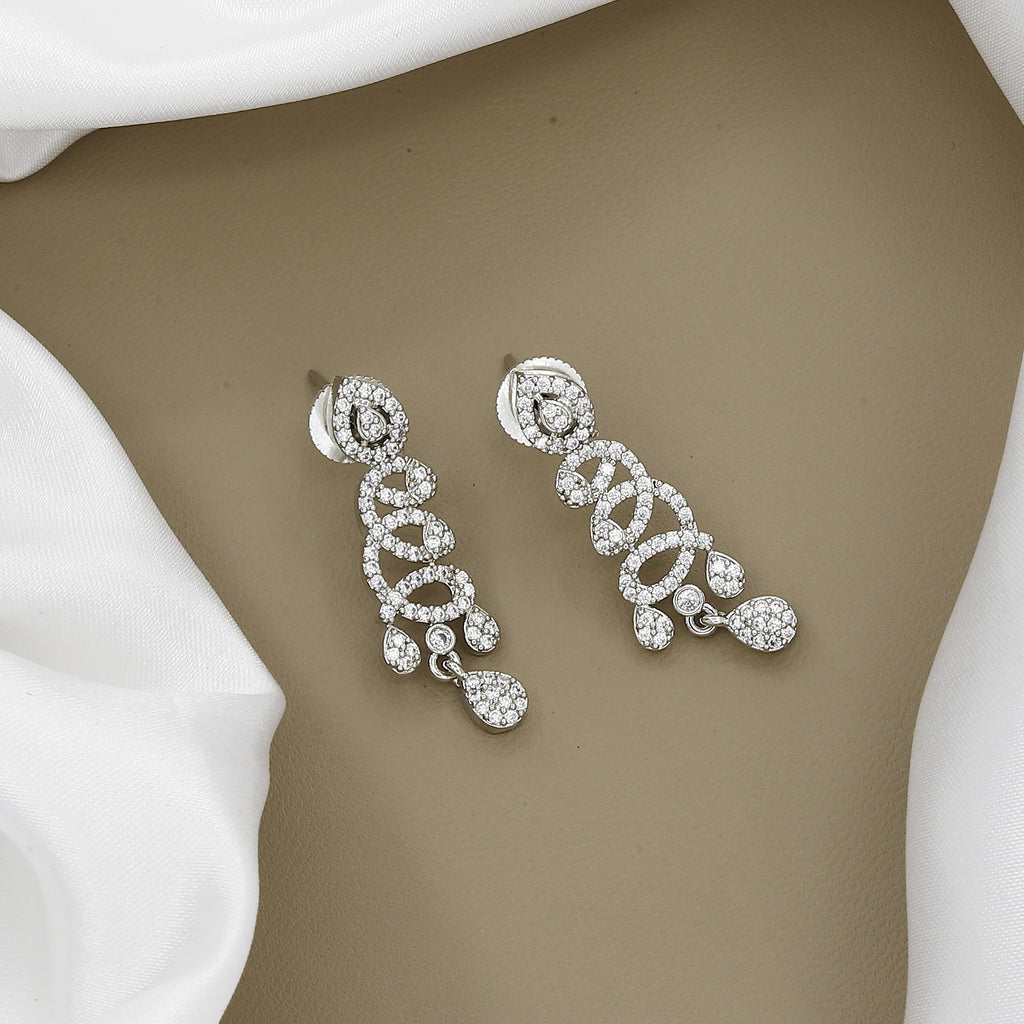 Sparkling Scrollwork Zirconia Necklace and Earring Set