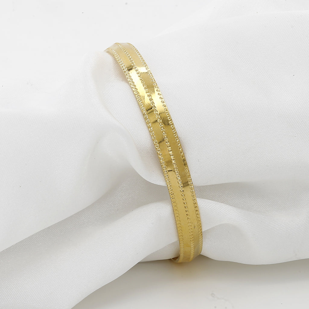 Gold Polished Dot-line Design Starling Panjabi (8mm) Kada(24gm)