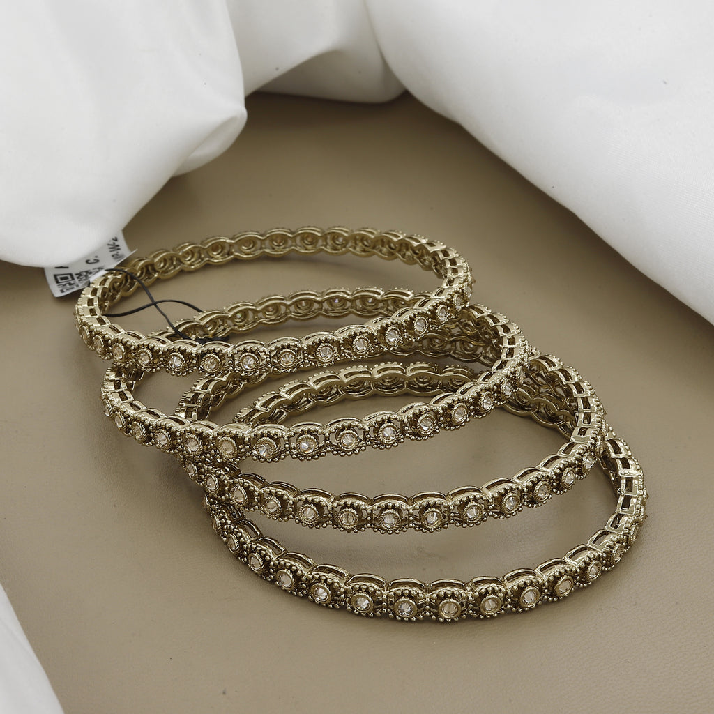 Mahendi Polish Solitaire American Diamond Set of 4 Bangles