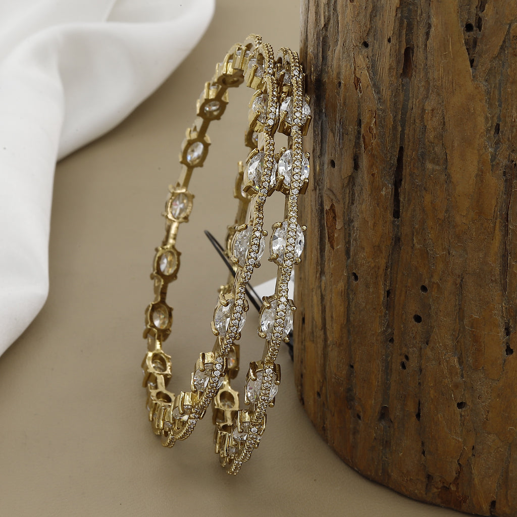 Mehndi Polished Elegant American Diamond Set of 2 Bangles