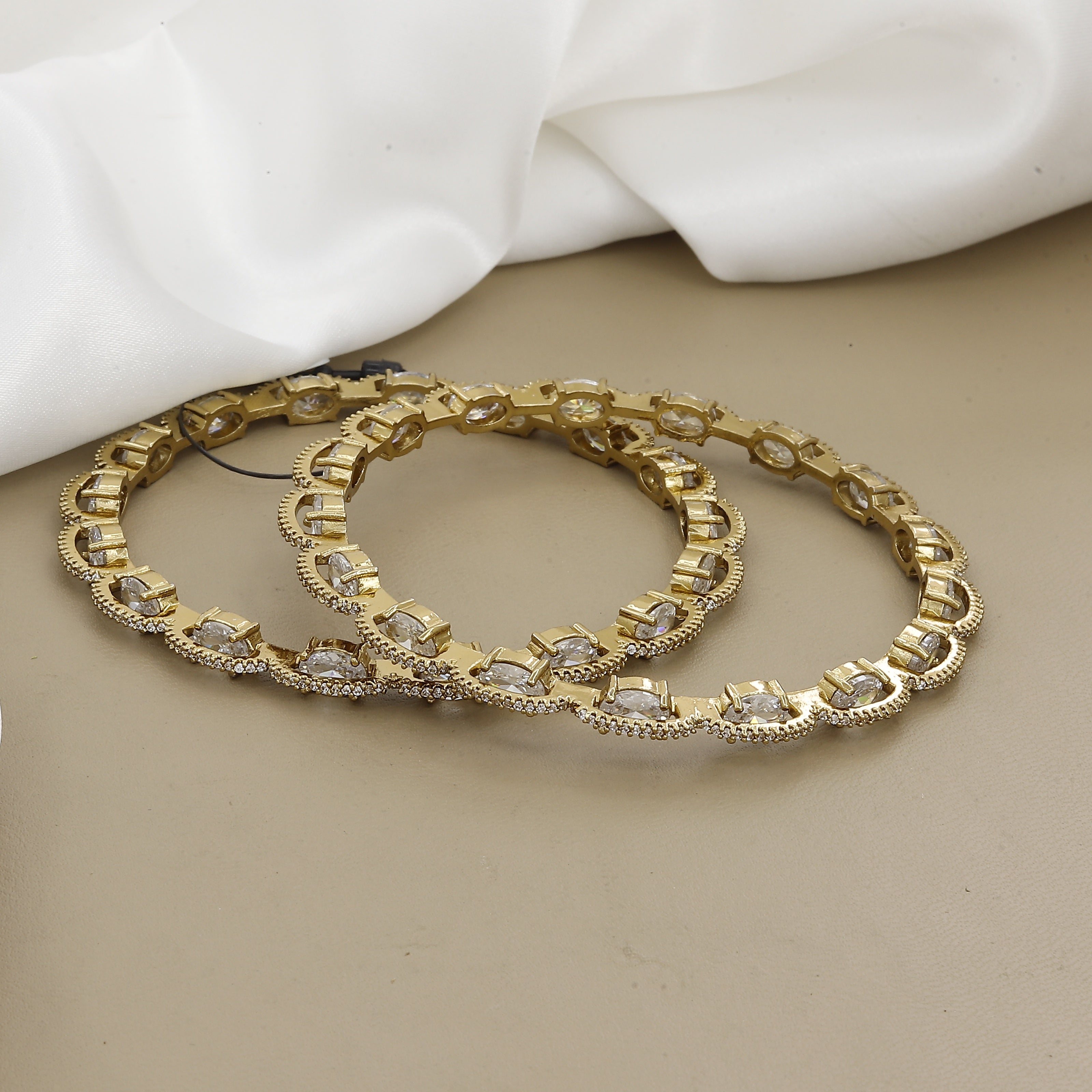 Mehndi Polished Elegant American Diamond Set of 2 Bangles