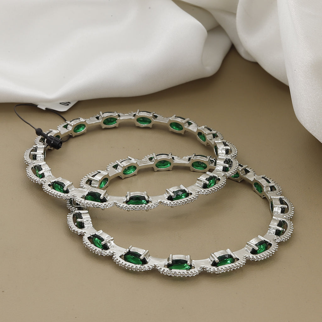 Silver Polish Diamond AD Bangles with Colors