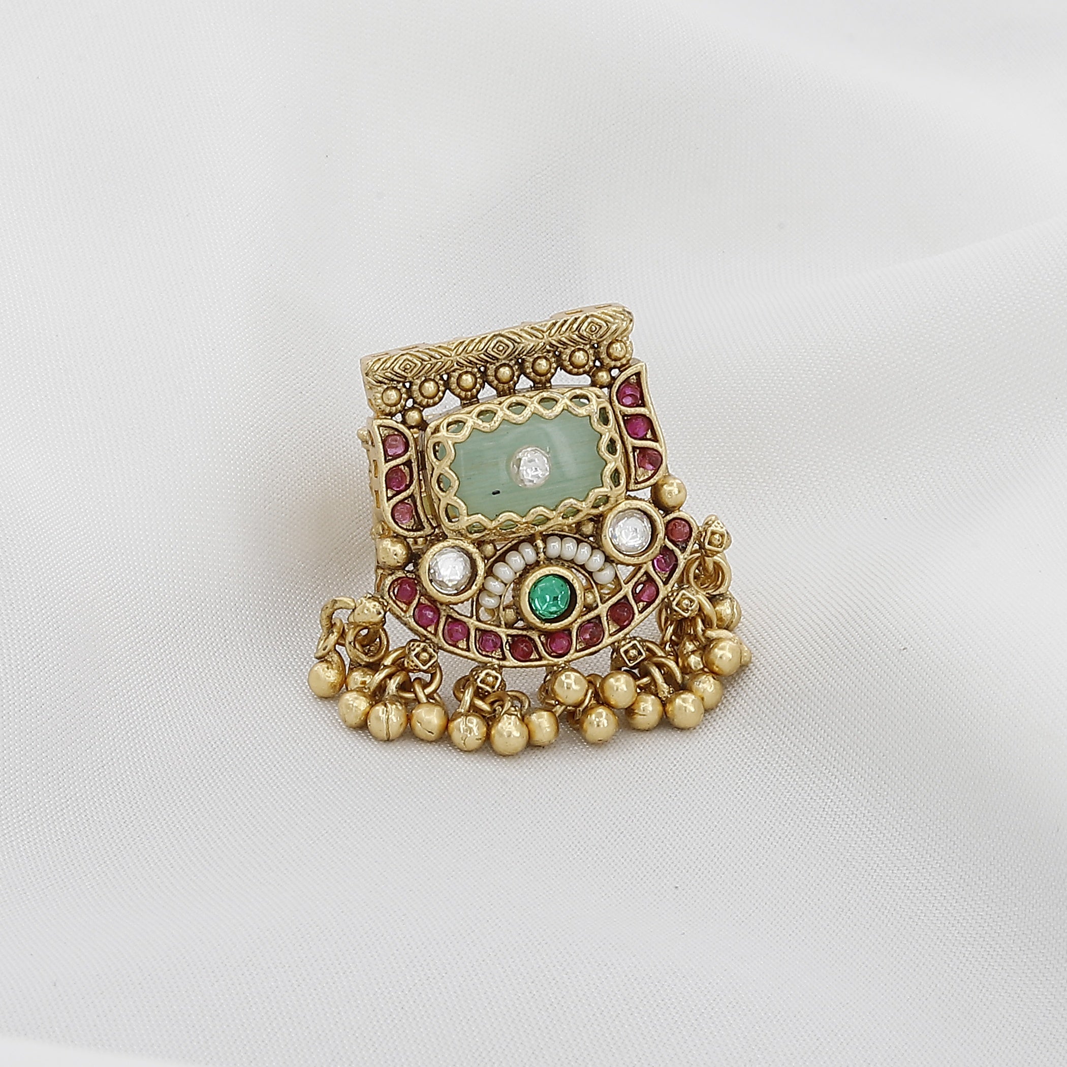 Traditional Heritage Kundan Free Size Ring