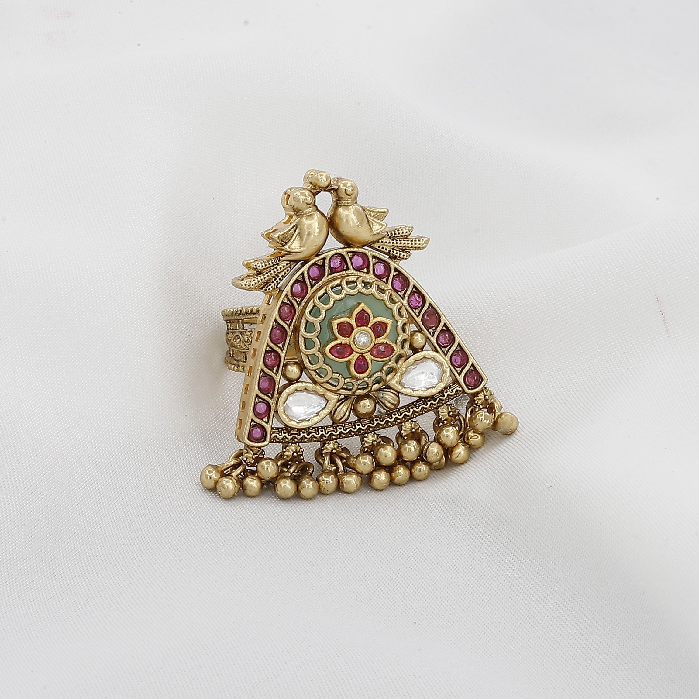 Peacock Motif Heritage Free Size Ring