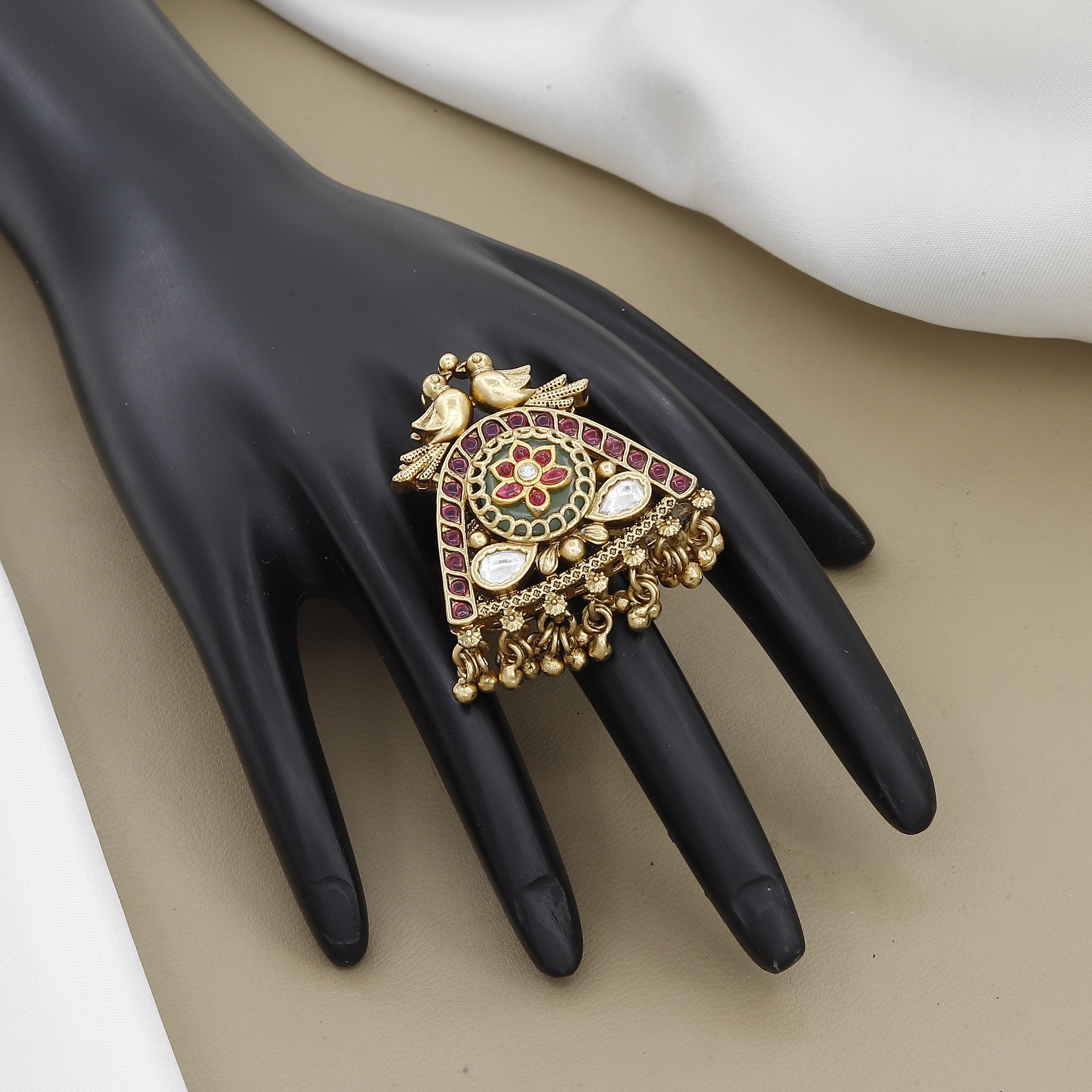 Peacock Motif Heritage Free Size Ring