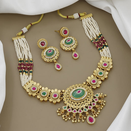 Vintage Style Kundan & Stone Necklace Set