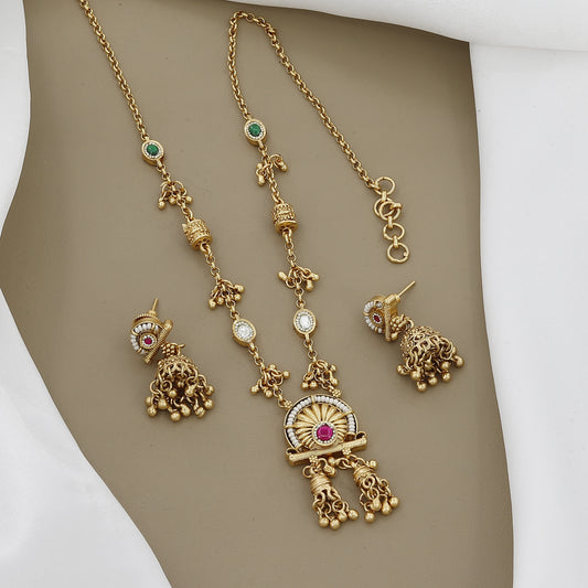 Antique Ornate Traditional Long Mini Necklace Set