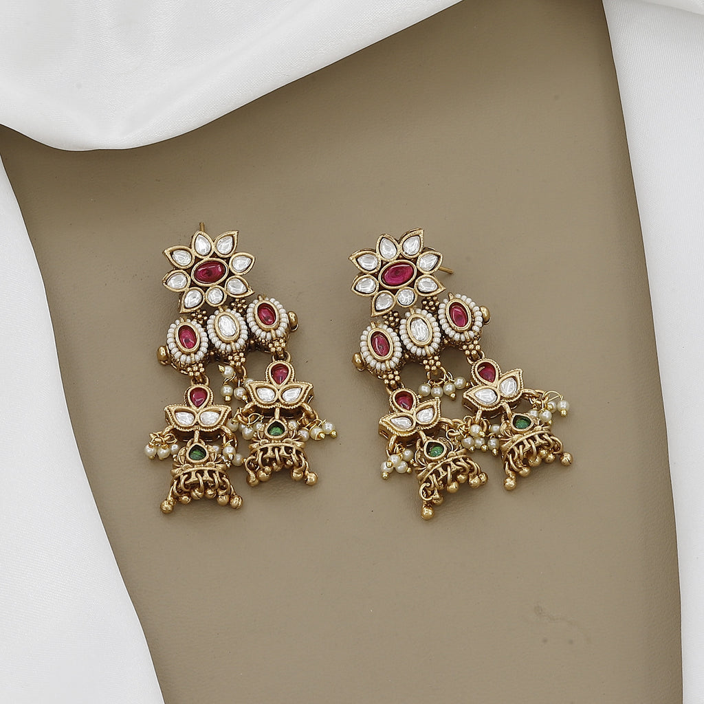 Traditional Uncut Polki Long Necklace Set