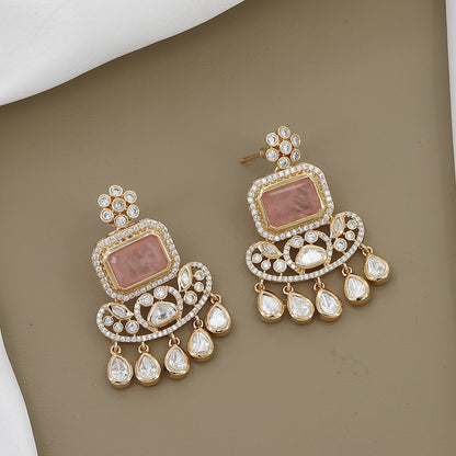 Statement Kundan Necklace Set with Emerald & Pearl Drops With Colors