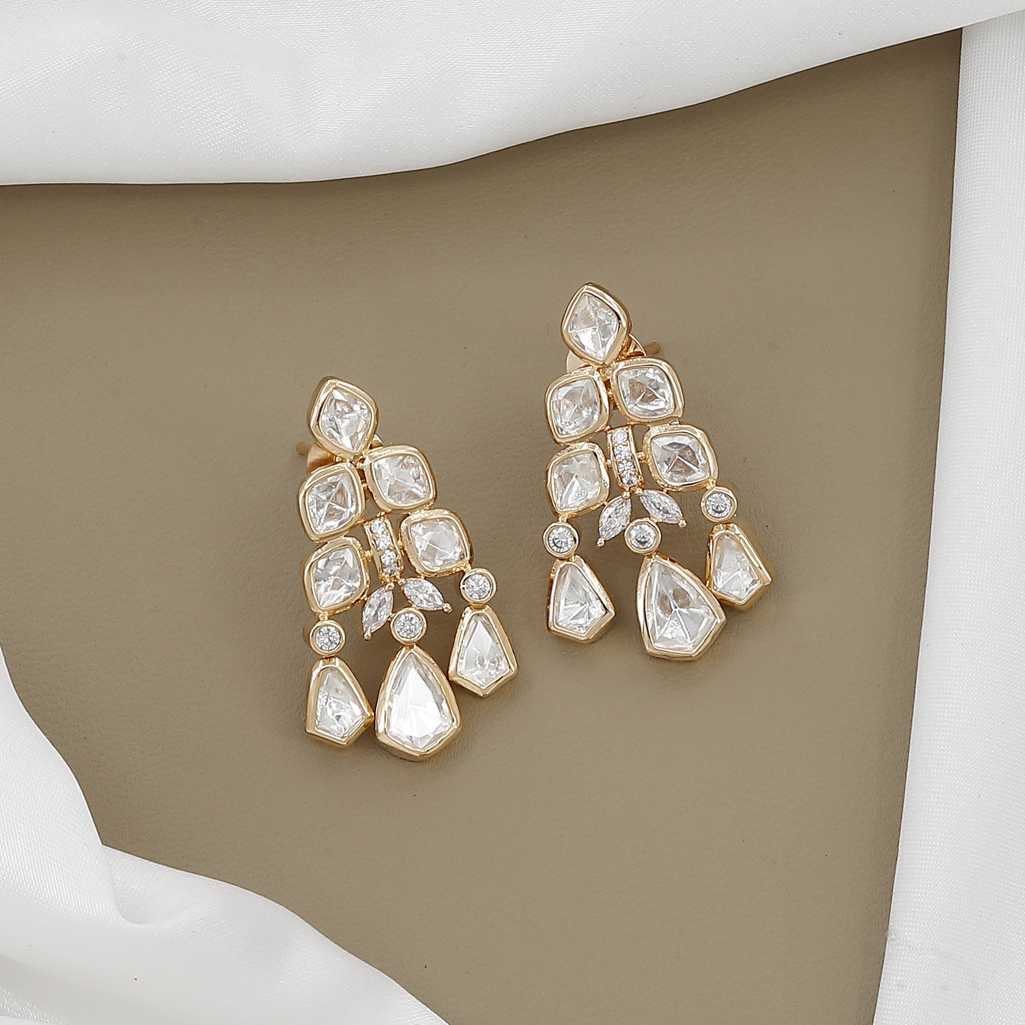 Antique Gold Kundan Necklace with Polki & Pearls With Colors