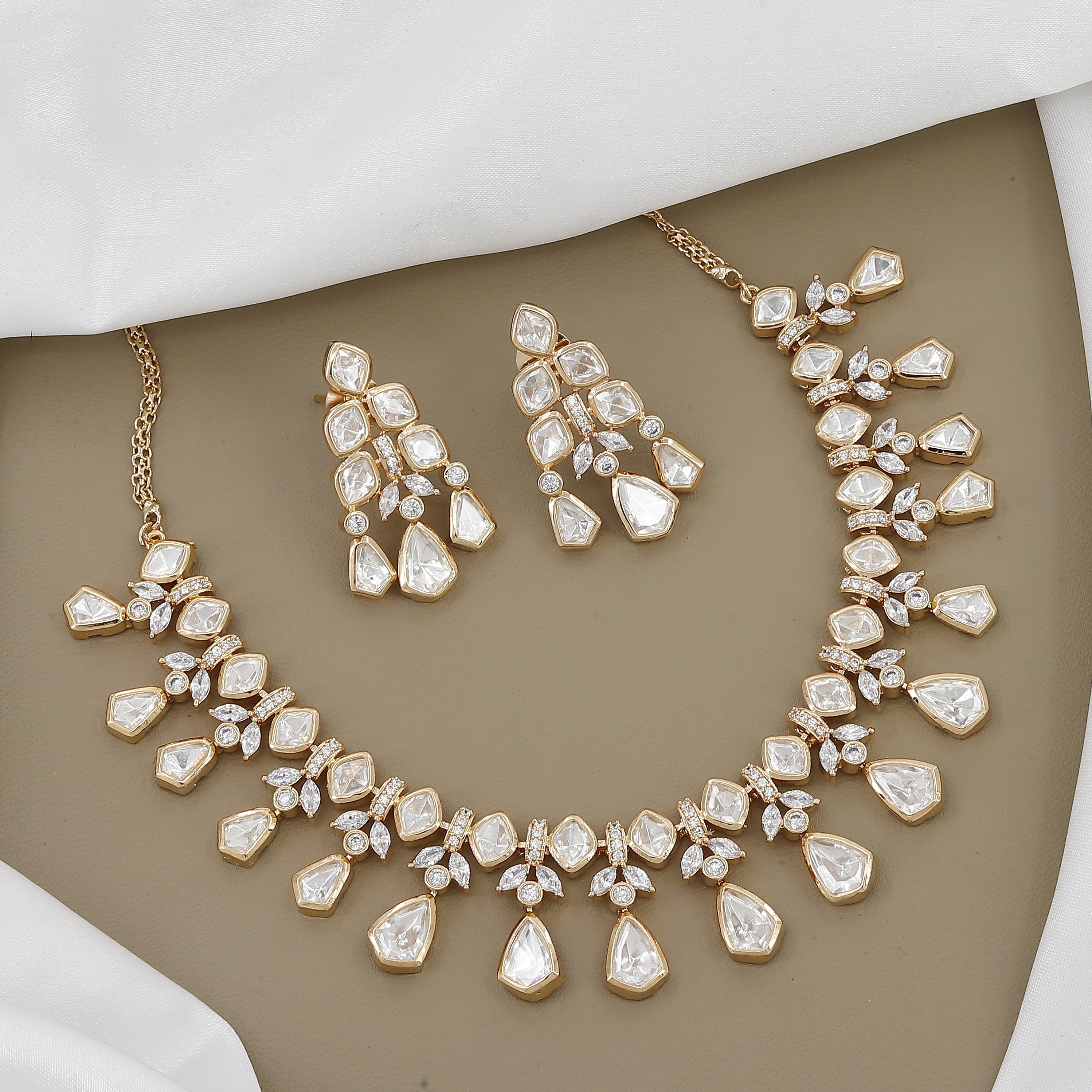 Antique Gold Kundan Necklace with Polki & Pearls With Colors