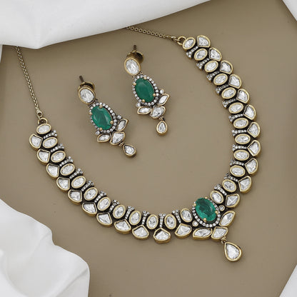 Victorian Polished Jadau Jewelry Set for Weddings