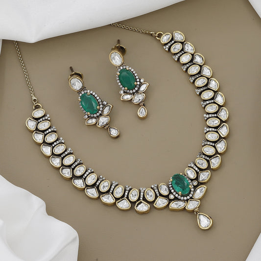 Victorian Polished Jadau Jewelry Set for Weddings