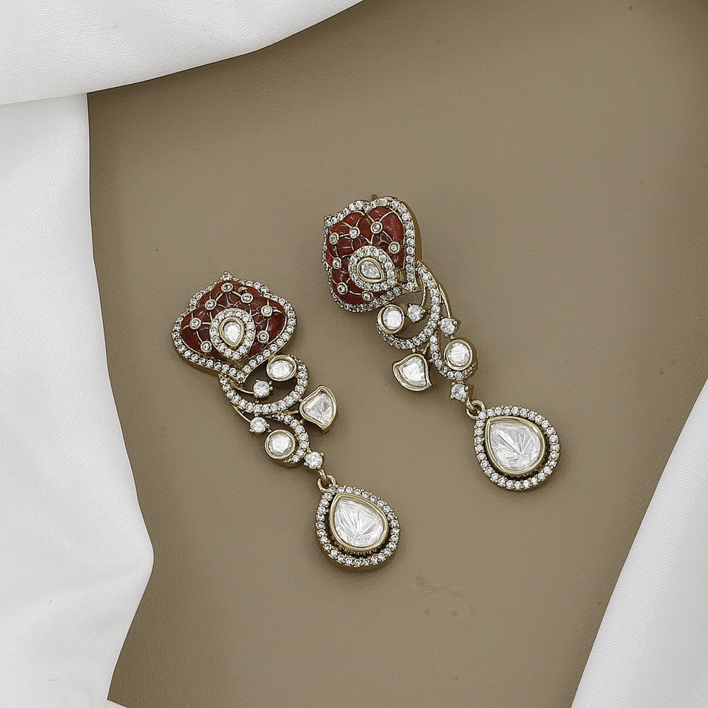 Exquisite Kundan & Polki Diamond Jewelry Set With Colors