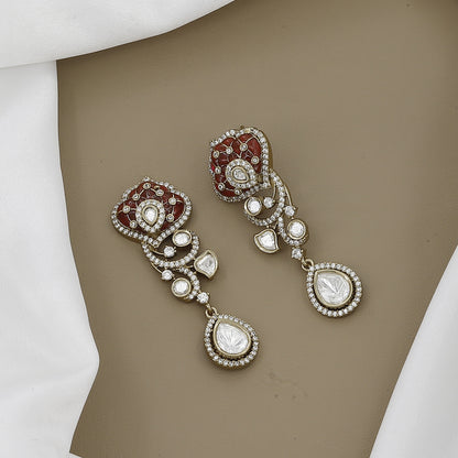 Exquisite Kundan & Polki Diamond Jewelry Set With Colors