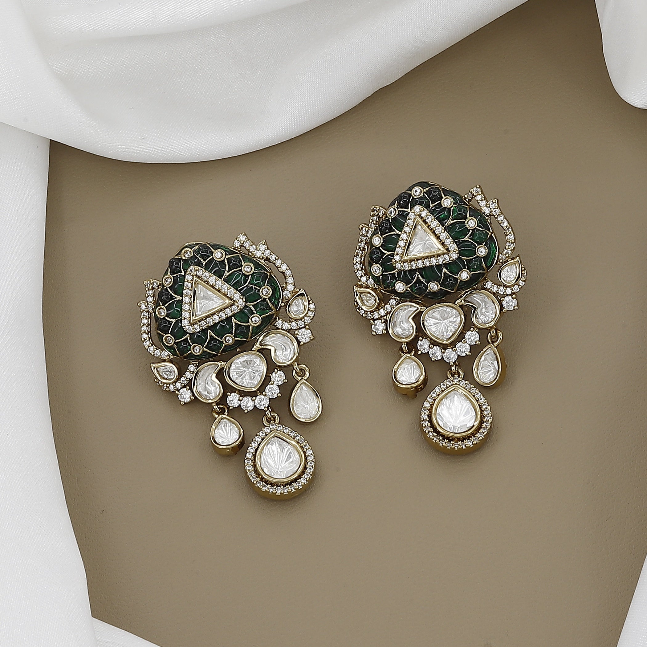 Handcrafted  Kundan Jadau Jewelry Set with Earrings