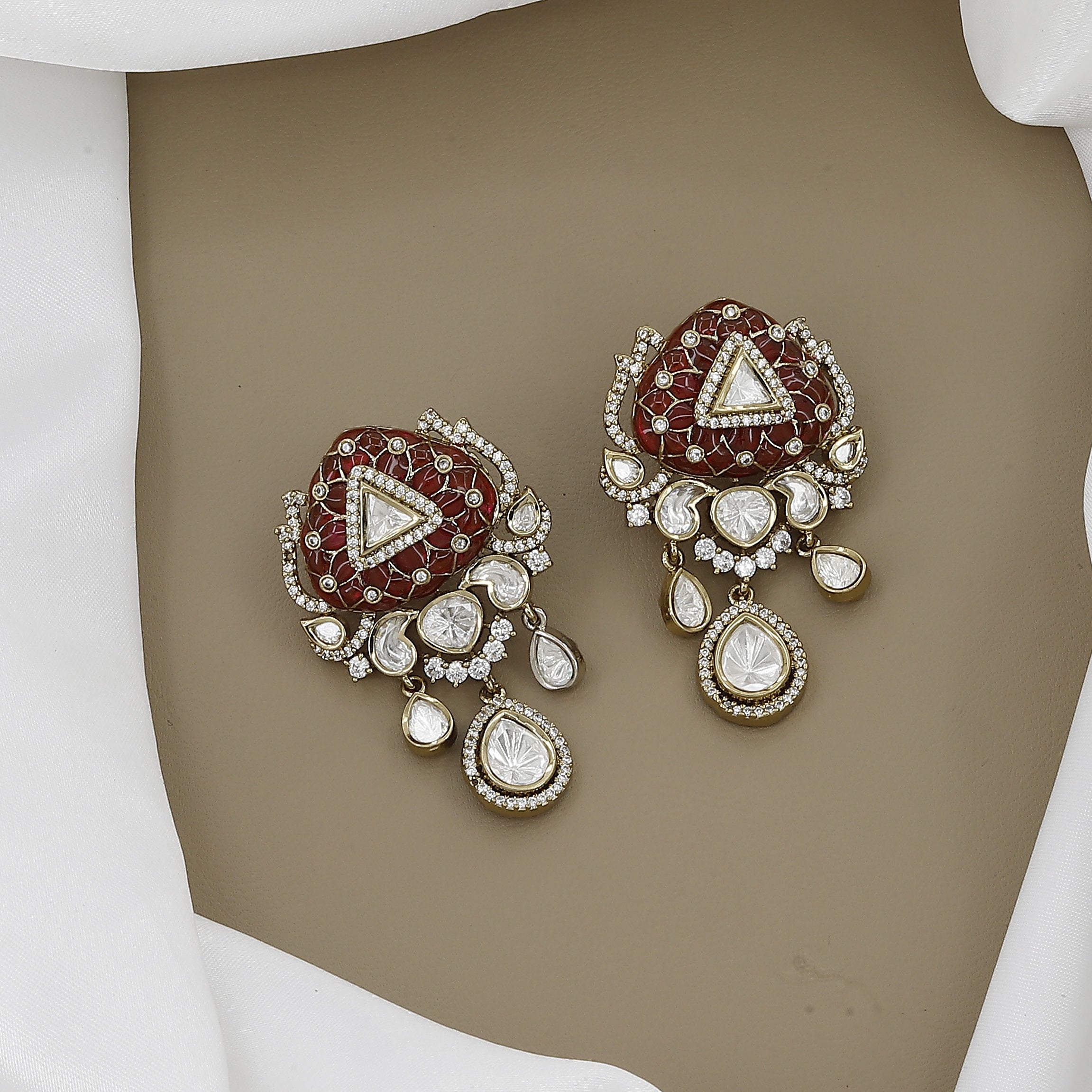 Handcrafted  Kundan Jadau Jewelry Set with Earrings