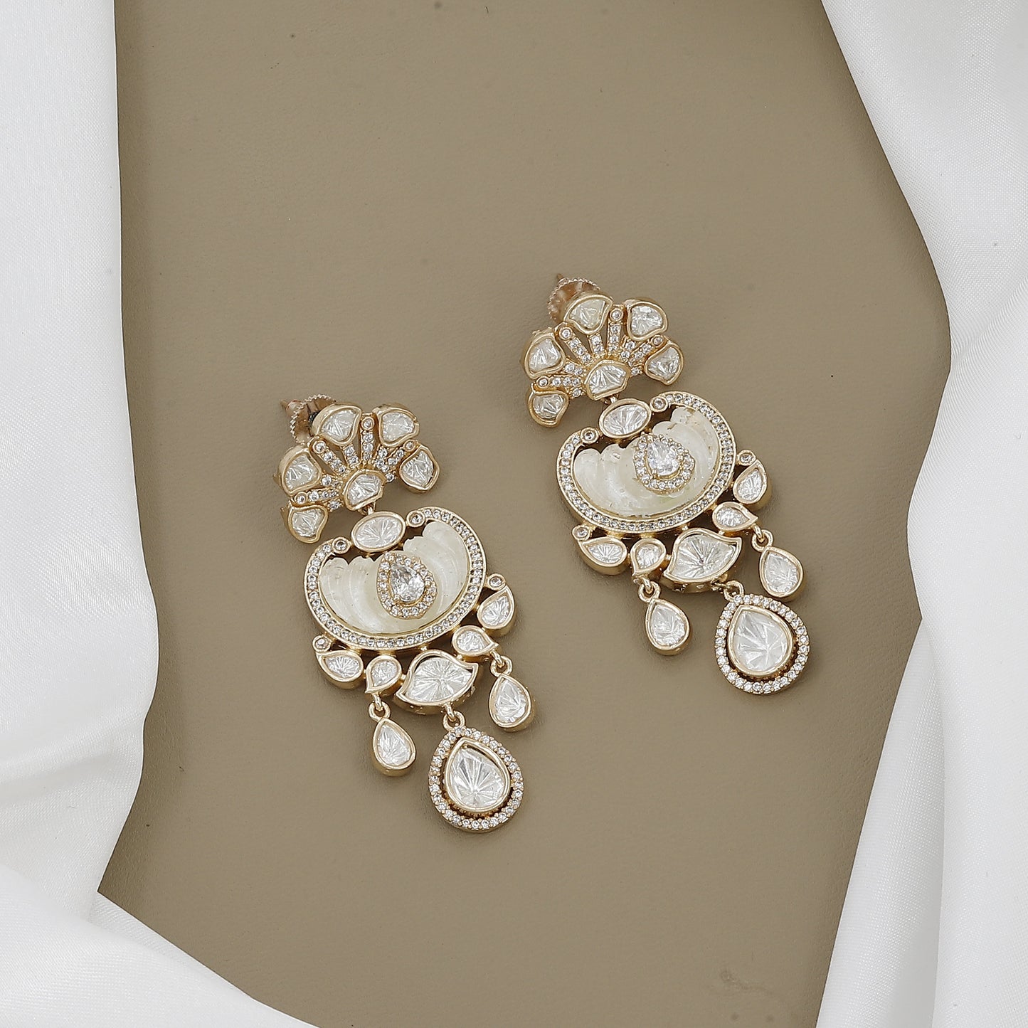 Polki & Stone Necklace And Earrings With Colors