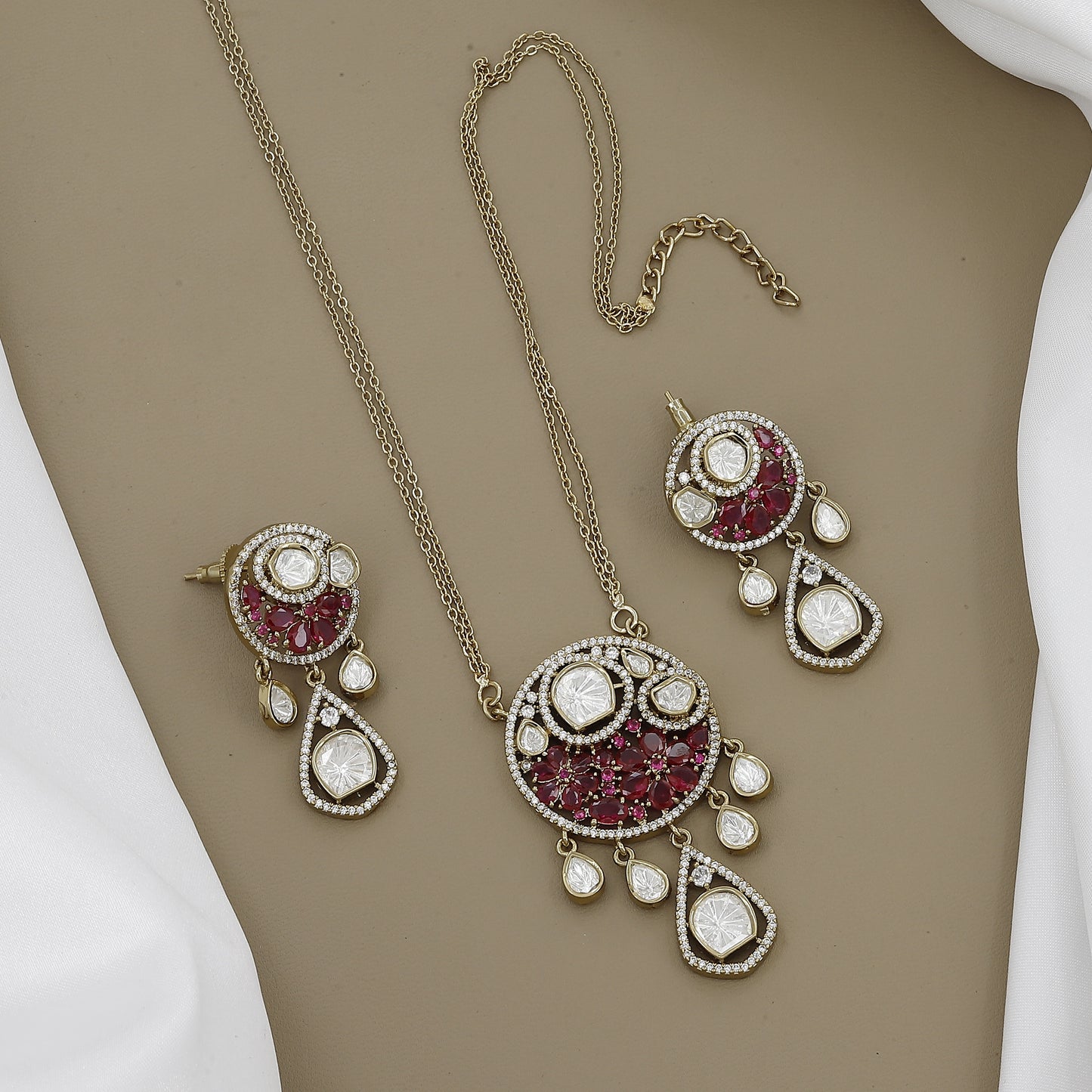 Ruby & Kundan Necklace Set with Matching Earrings